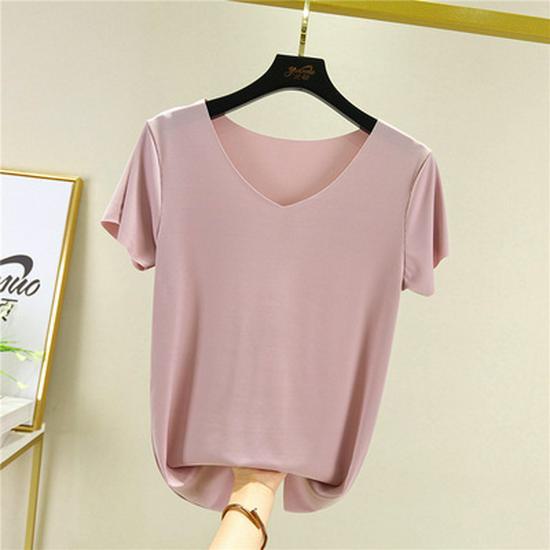 

Новый летний купальник из двух частей Ice Silk: Топ с V-образным вырезом, короткими рукавами и драпированные повседневные широкие брюки single short sleeve, L лавандовый