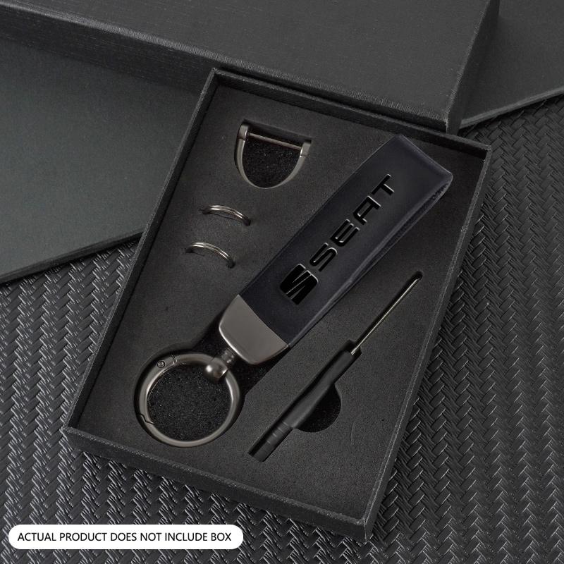 Metal Vintage Leather Car Styling Keychain Key Ring For Seat Leon 5F Mk3 Ibiza 6J Tarraco Arona Ateca Alhambra Auto Accessories