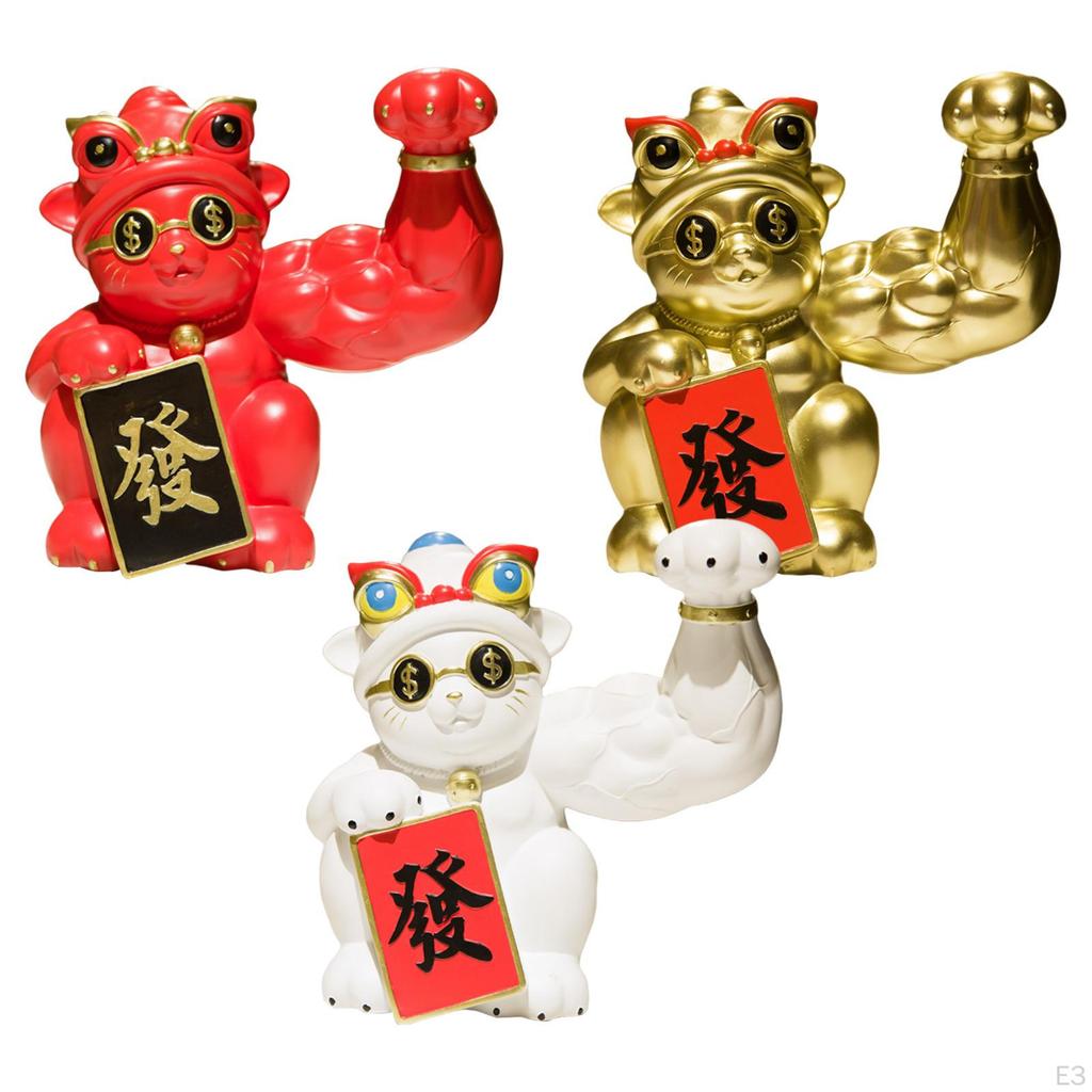 Figurine Craft ,Big Waving ,Feng Shui Resin Animal Sculpture for CNY Counter ,Sre Deskp Wealth
