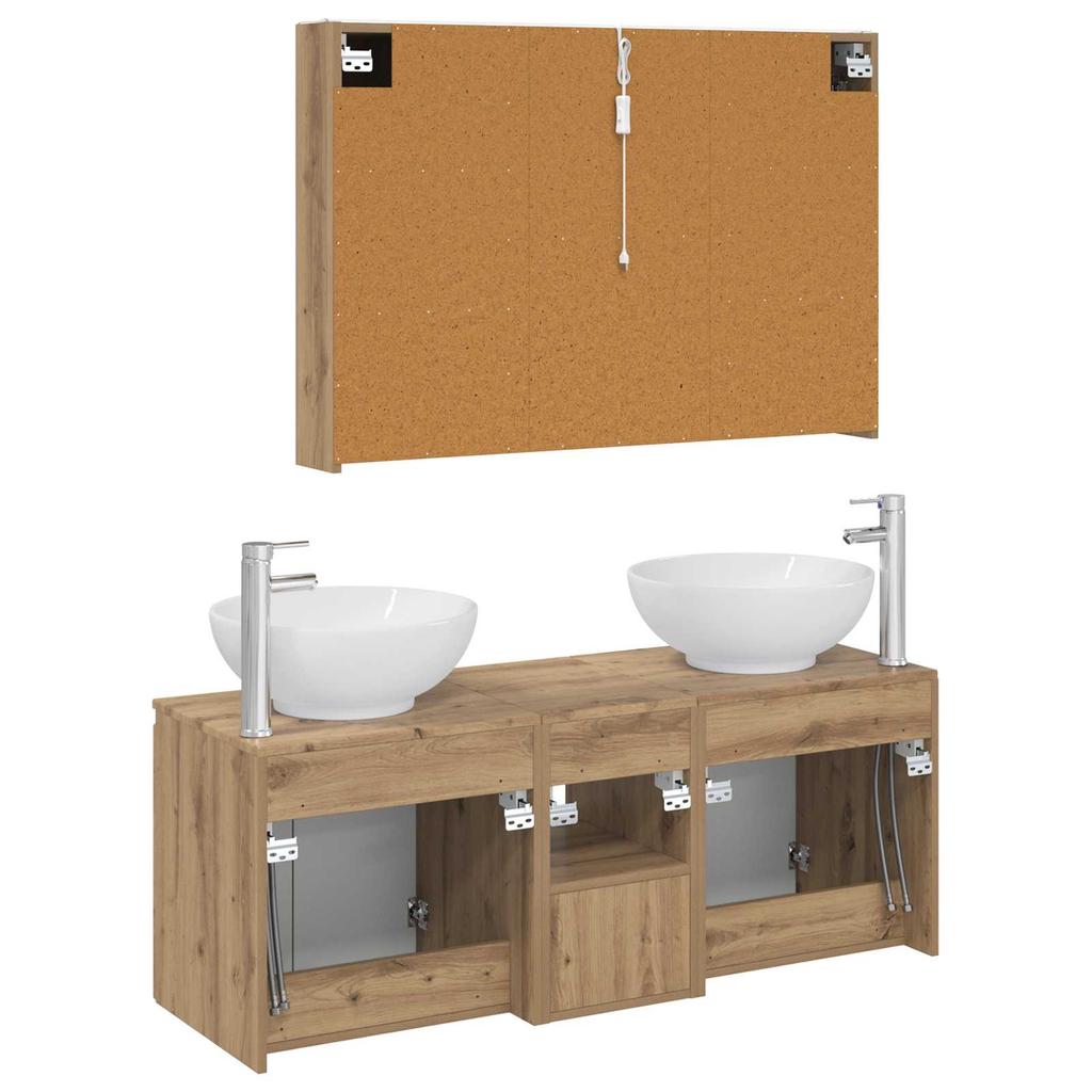 Bathroom Cabinet Set 4 pcs Artisan Oak Wood Based Material