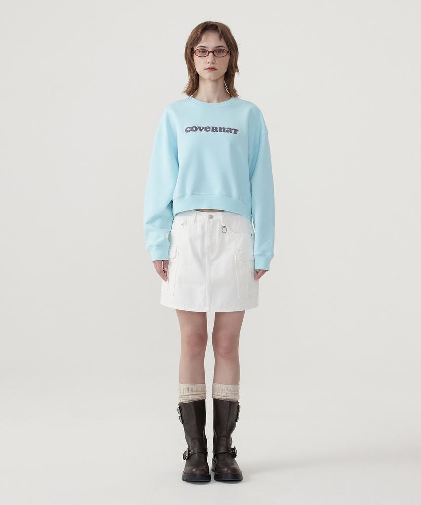 COVERNAT WOMAN Cooper Logo Sweatshirt Sky Blue