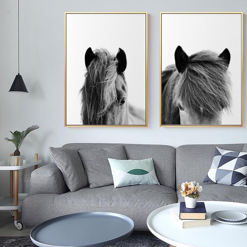 Minimalist Wall Art Canvas Icelandic Horse Posters Black White Prints Farmhouse Rustic Painting Modern Pictures for Living Room