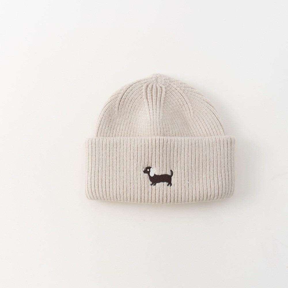 Fashion Cartoon Puppy Baby Winter Hat Knitted Embroidered Infant Toddler Beanie Solid Color Thickened Baby Cap Boys Girls