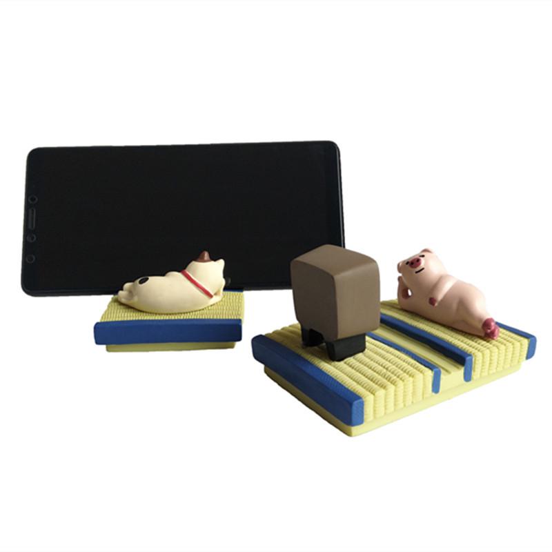 Tatami Zakka Three-Flower Cat & Pink Pig Hot Spring Cat Phone Stand Resin Ornaments