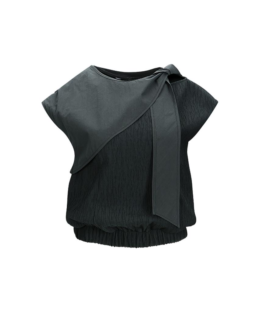 Seutimillon Tie Tidale Sleeveless Blouse_Charcoal
