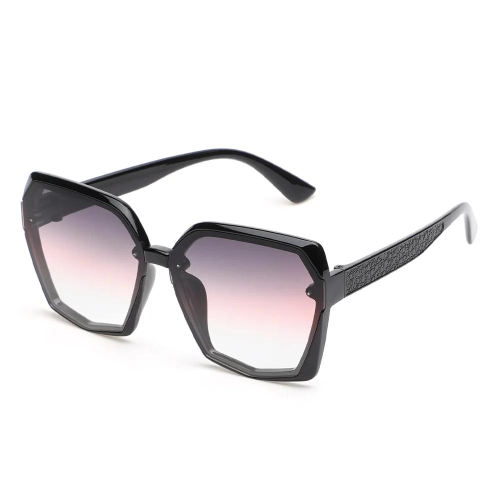 Champagne Brown Big Frame Sunglasses Ladies Fashion Sunshade Sunglasses Brand Designer Multicolor  Sunglasses Women Vintage