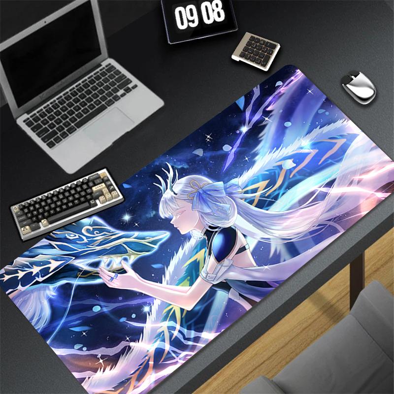 Mouse Pad Laptop Gaming Accessories Keyboard Pad Wuthering Waves Clouds Dragon Mousepad PC Anime Girl Jinhsi Cute Desk Mouse Mat