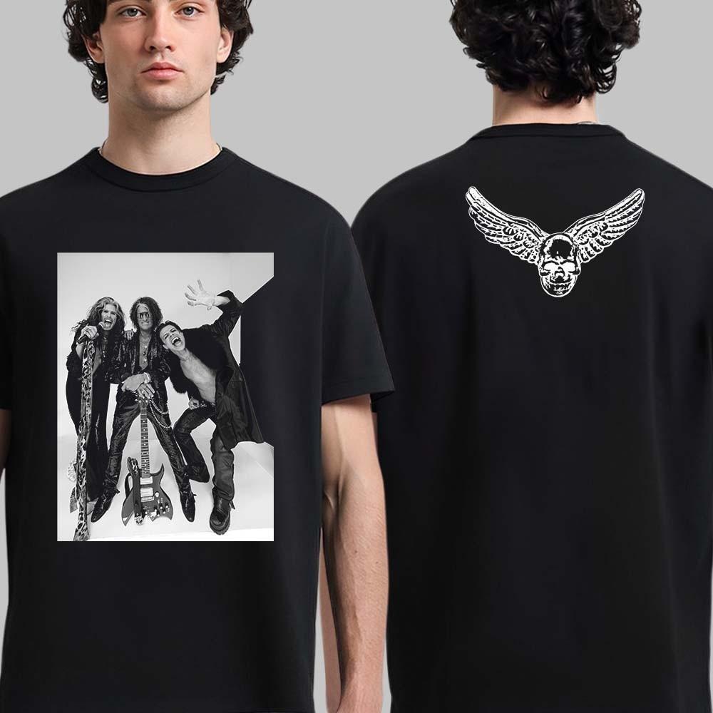 Aerosmith X Yungblud One More Time Black And White Photo Poster Two Sided T-Shir XXXXL