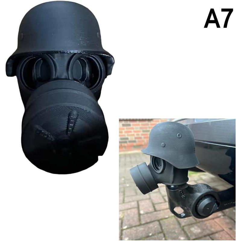 

Крышка сцепного устройства с 3D-печатным стальным шлемом и противогазом. Крышка шара сцепного устройства. Предотвращает ржавление приемной трубы.