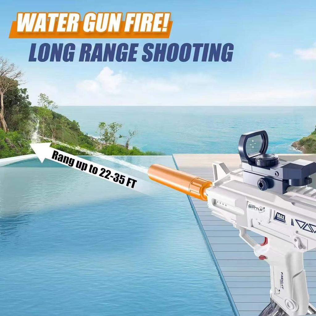 Uzi Style Electric Water Gun Pistol - Automatic Shooting with Accessories Set Summer Outdoor Beach Water Fight Toy Gifts