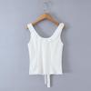 2026 Chic Lace Bowknot Vest: French Square Neck, Sexy Open Back, Short Top