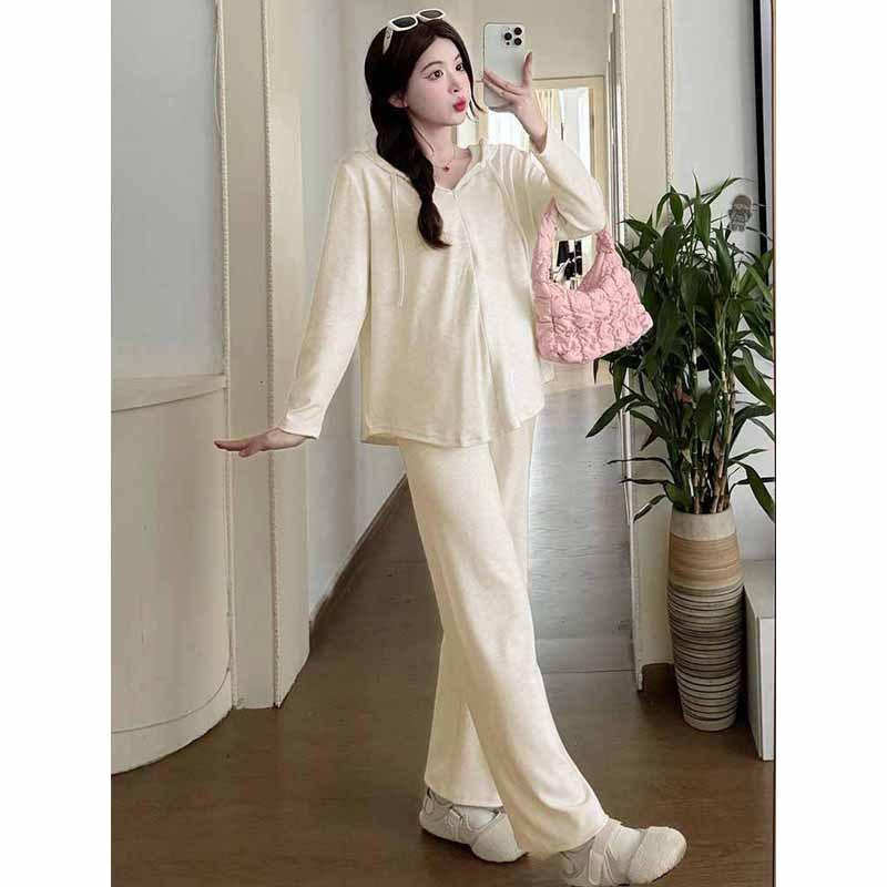 

Одежда для беременных худи полуоткрытый свитер на цепочке весна осень и зима свободный и тонкий повседневный топ M Recommended 85-52.5 kg