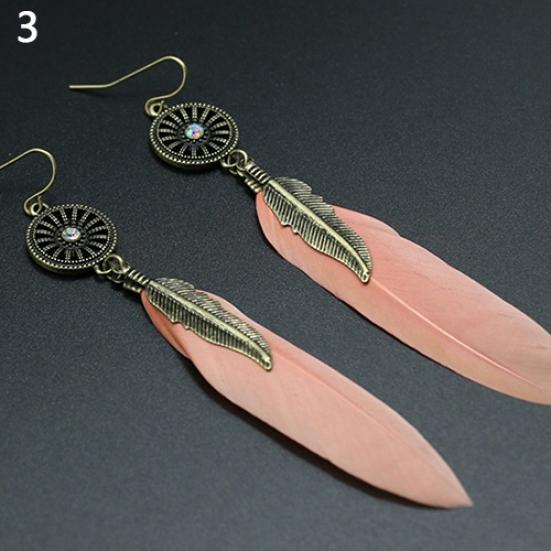 Bijuterii cercei cu pandantiv cu pene cu roată goală de epocă pentru femei