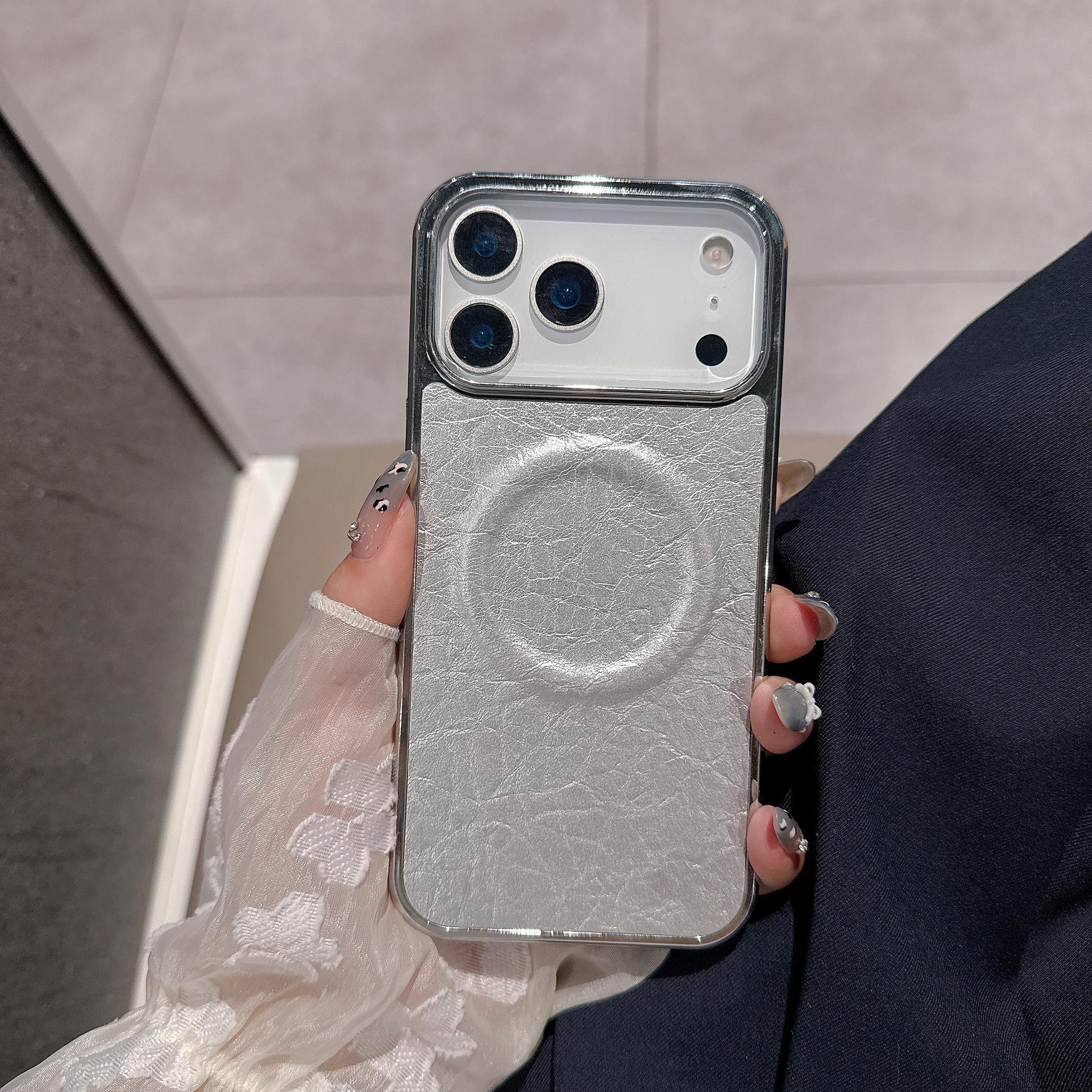 Гальванизированный чехол для Apple 17 Магнитный чехол для IPhone17pro 2-в-1 Кожаный текстурированный чехол для телефона Apple XR