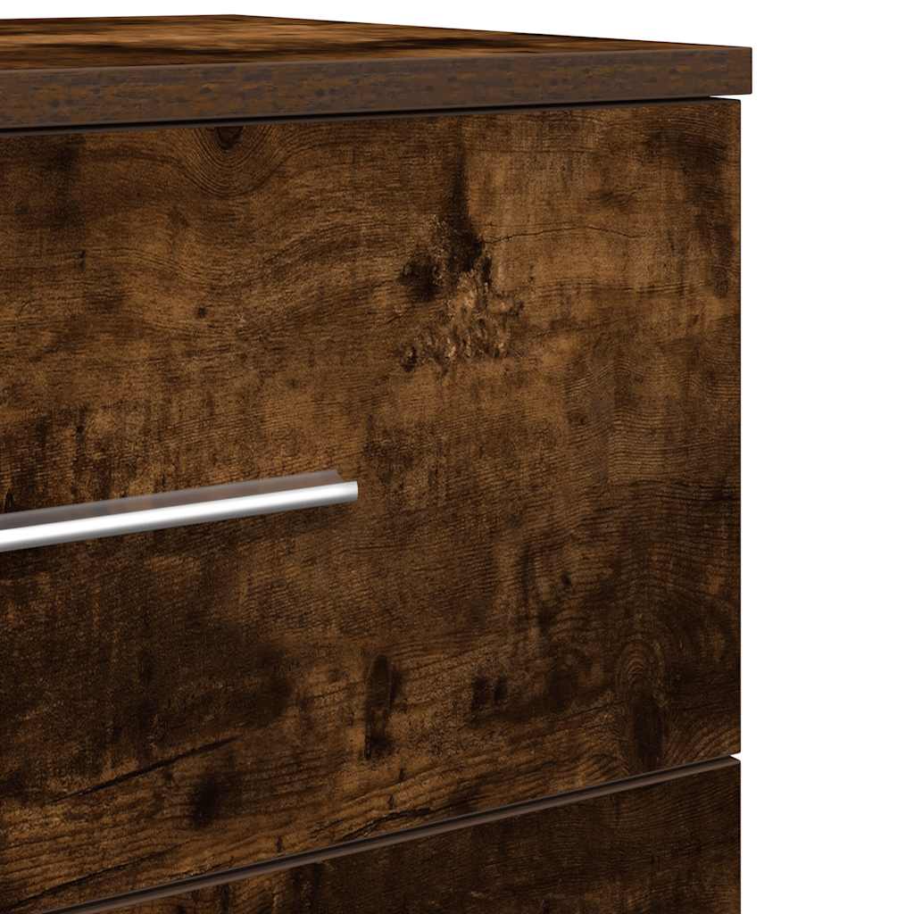 Nightstand with 2 Drawers Smoked Oak Finish 40 x 36 x 50 cm