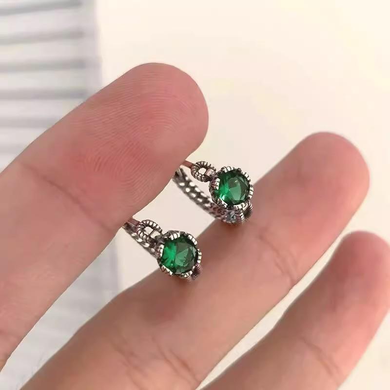 925 Sterling Silver Hot Sale Green Hoop Earrings Simple Temperament Exquisite Hot Semale Sexy Jewelry Gift