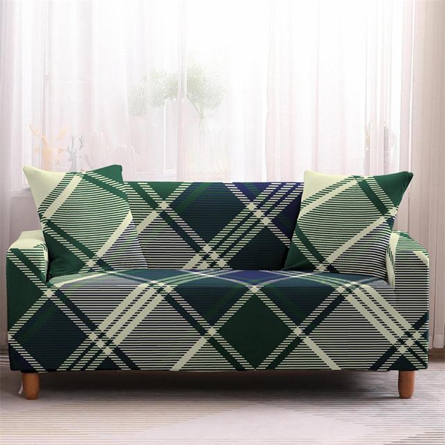Striped Plaid Printed Couch Cover Sofa Cover For Living Room Elastic L -Shape Anti -Fouling Slipcovers Pets Chaselong Protector
