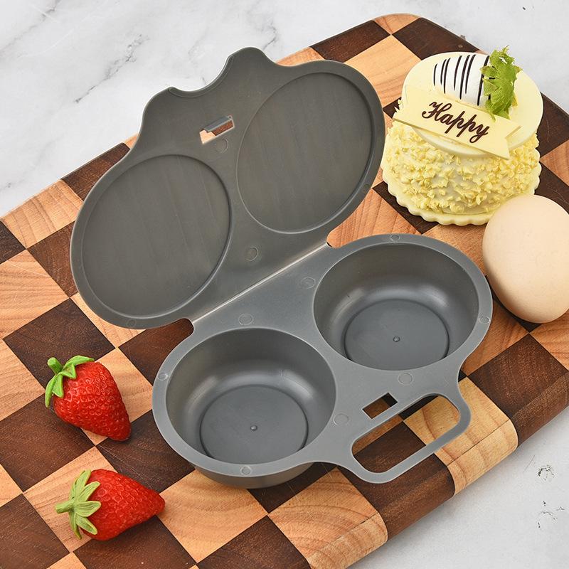 Antihaft-Eierbratmaschine mit Deckel - Frühstücksgeschirr mit zwei Fächern, Gleichmäßige Erhitzung, Leicht zu reinigende Oberfläche, Platzsparendes Design für Zuhause, Küchen