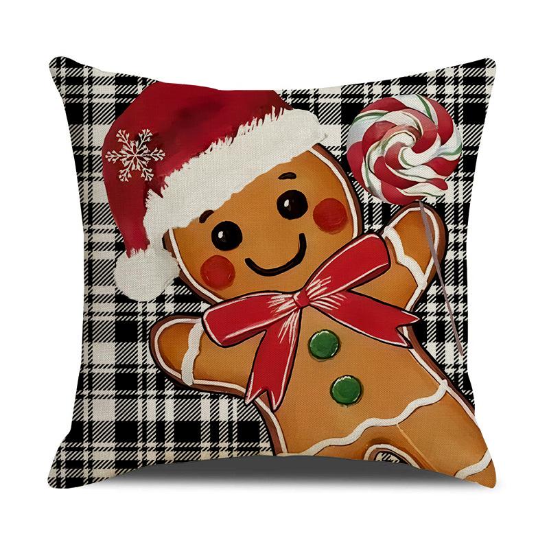 New Cookie Man Decorative Pillow Cover Linen Print Festive Atmosphere Arrangement Cushion Cover Christmas Pillow