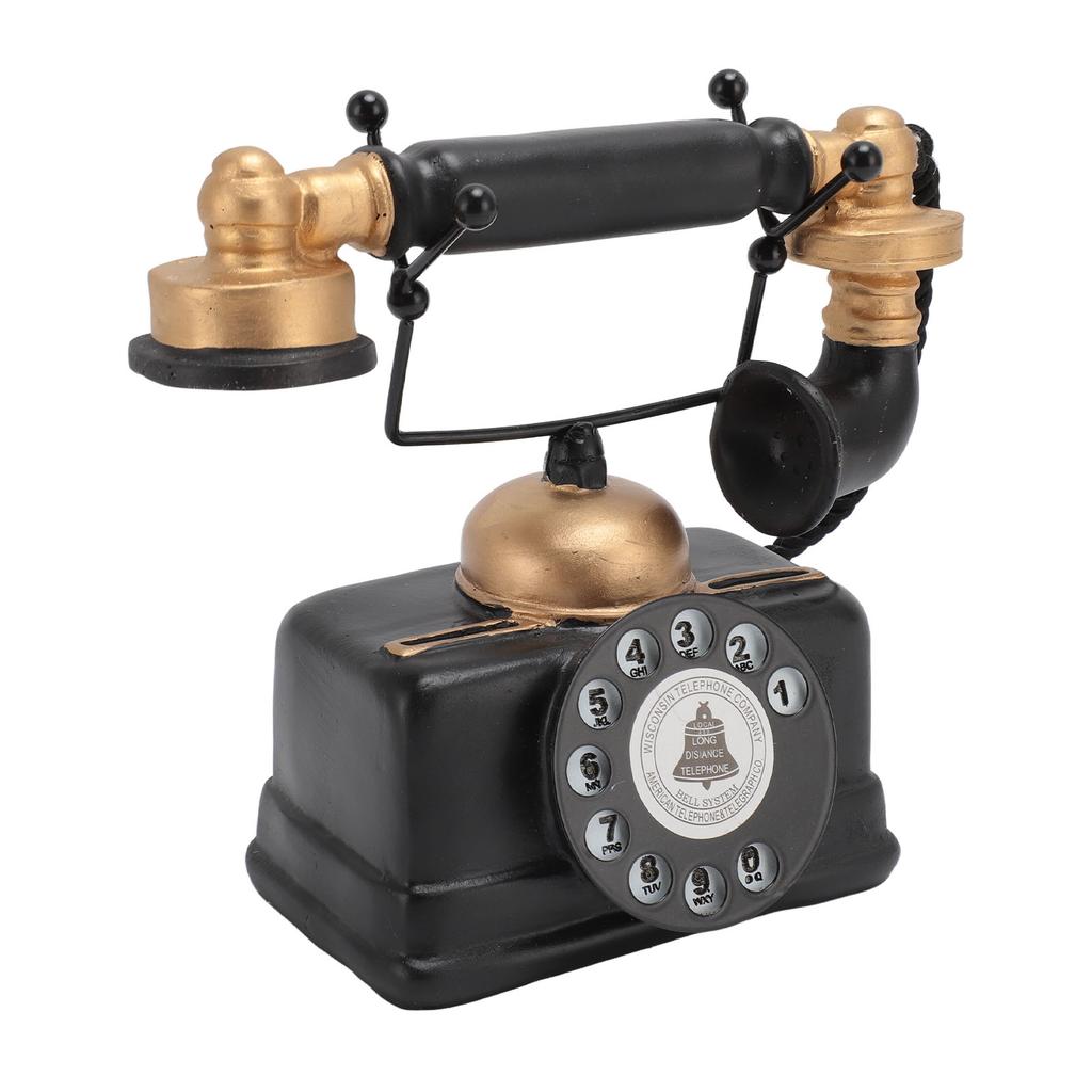 Retro Telephone Ornament Vintage Button Corded Phone Decoration Lifelike Exquisite Old Phone Model
