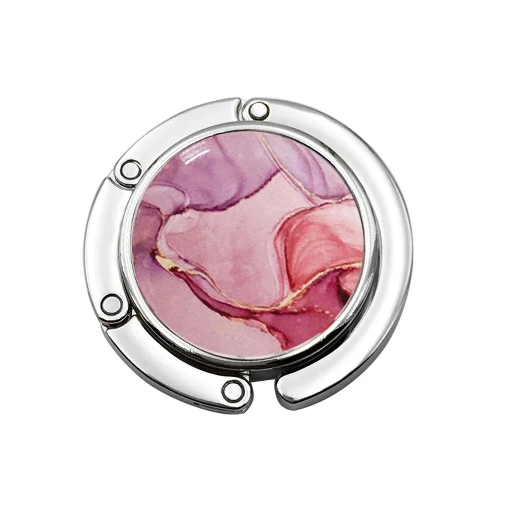 Marble Print Folding Bag Hook Purse Handbag Hanger Women's Bag Storage Holder Portable Table Edge Use Racks Party Festival Gift