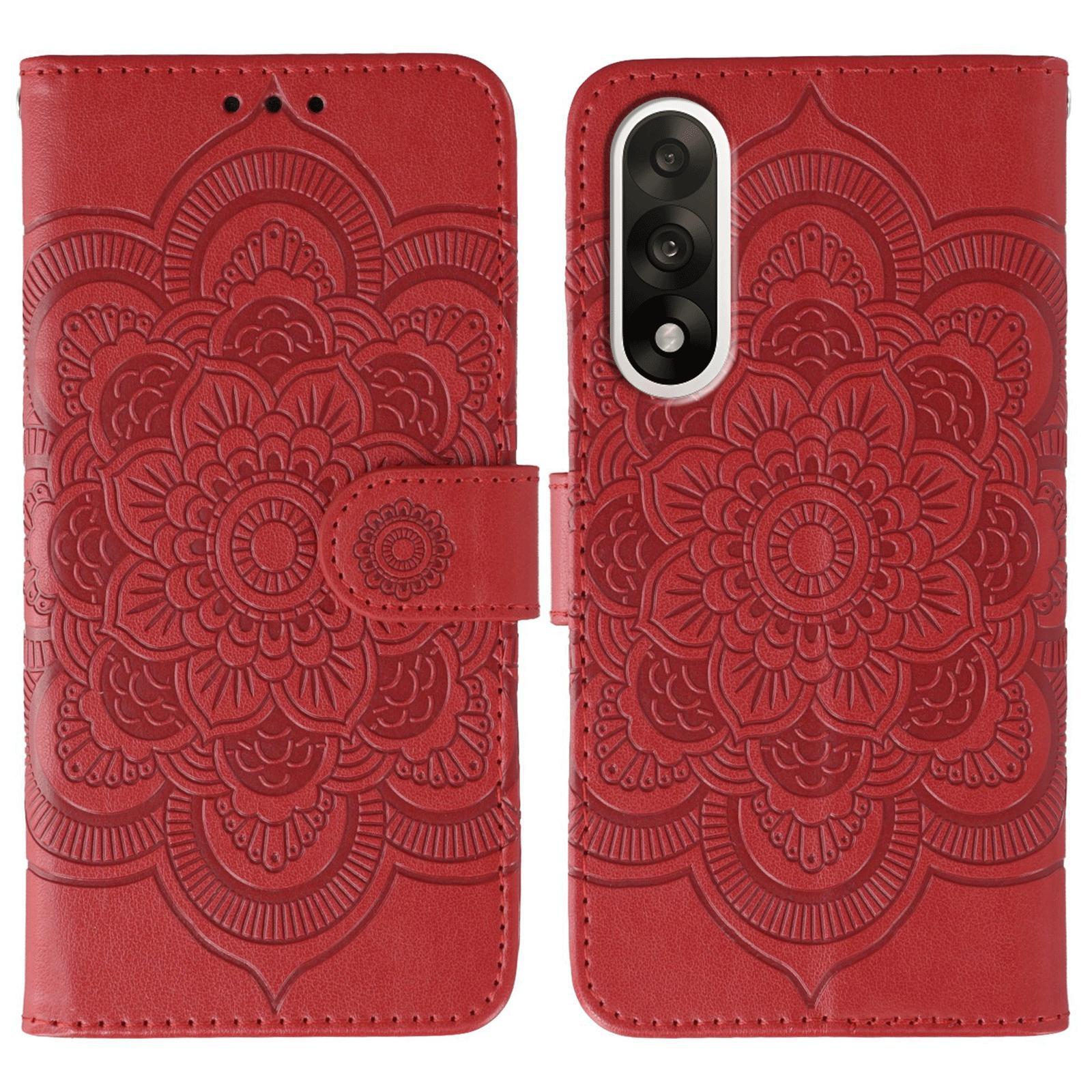 

For OnePlus Ace 5 Ultra 5G/Nord 5 5G Case PU Leather Mandala Imprinted Design Wallet Phone Cover Red