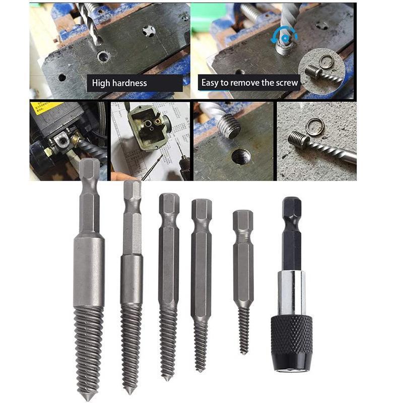5/6Pcs Set Broken Bolt Extractor Set Electric Screw Remover With Center Drill Bits For Easy Thread Removal Tool Set