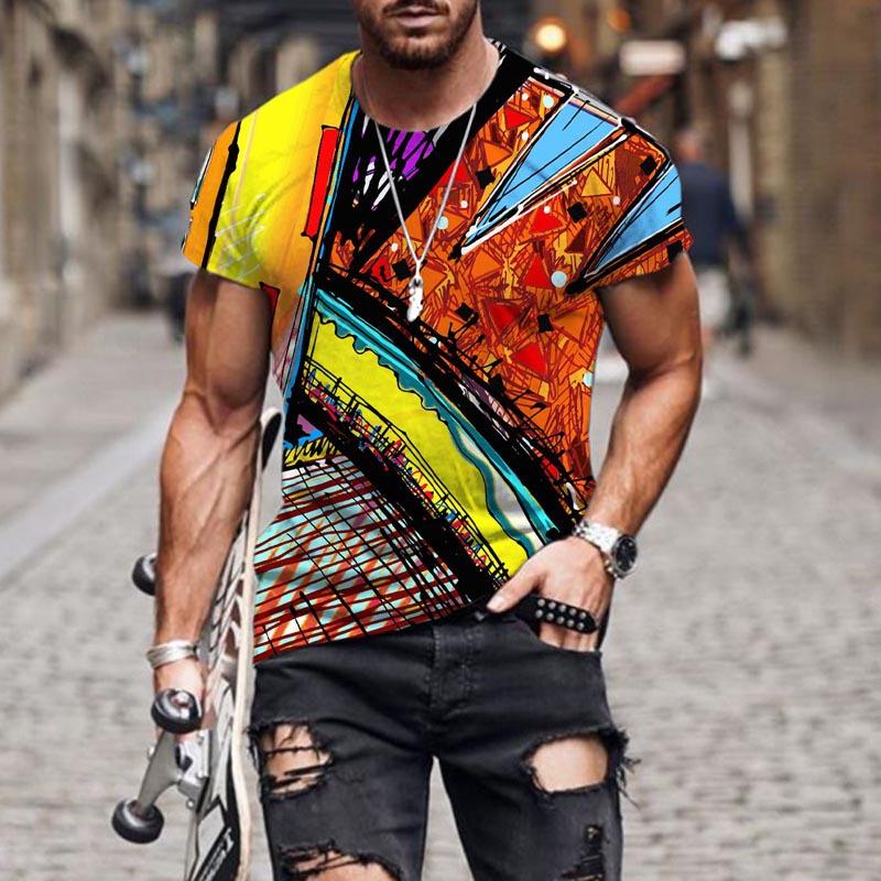 Summer Outdoor 3D Printing Men's Round Neck T-shirt Fashionable Military Style Versatile Soft andBreathablePolyesterShortSleeve