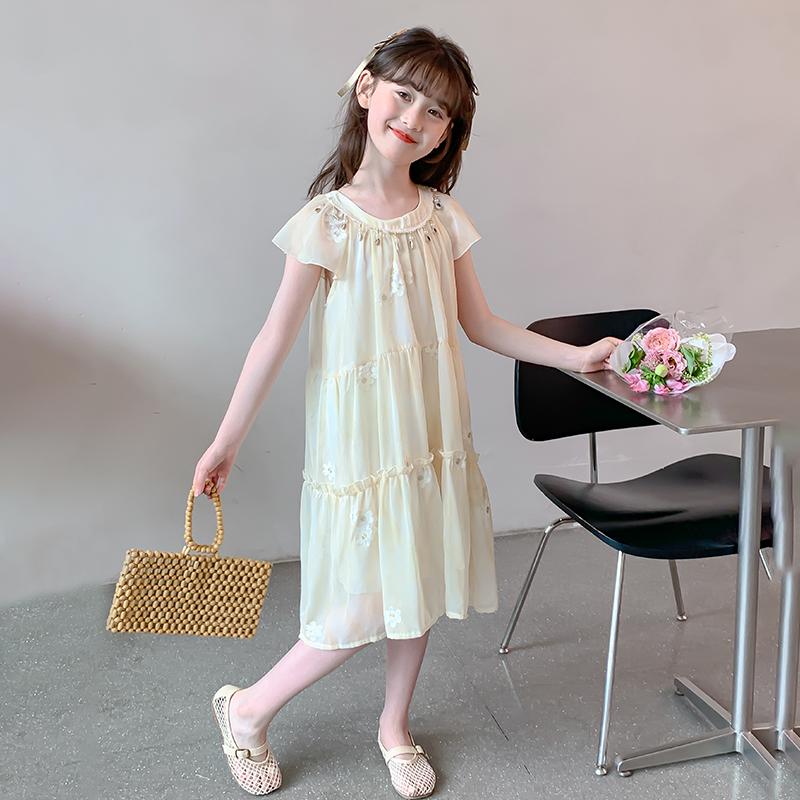 Girls' Dress Summer Dress New Summer Chiffon Elegant Princess Dress Summer Thin Girl Children's Dress