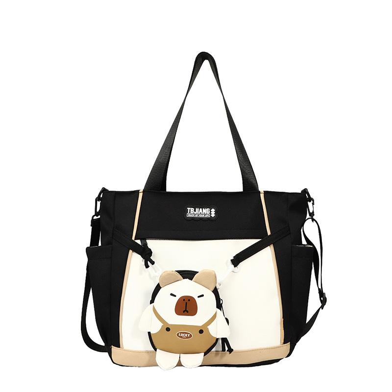 Color Block Tote Bag Student Crossbody Bag Large Capacity Shoulder Bag