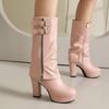 Women's High-heeled Boots Autumn and Winter New Waterproof Table Thick-heeled Large-size Medium Boots
