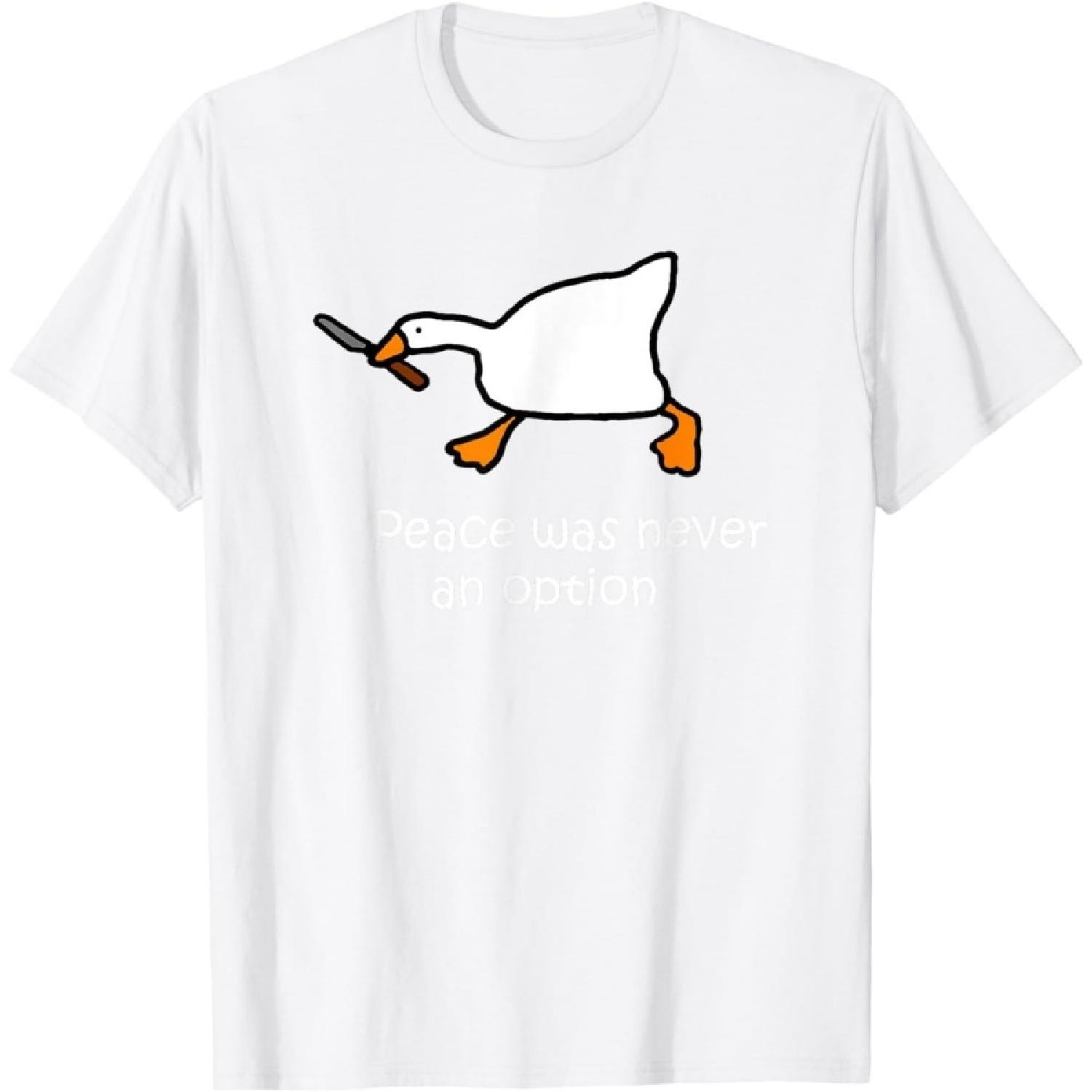 Pertmunsv Peace was Never an Option, Murder Duck, Goose Meme T-Shirt S