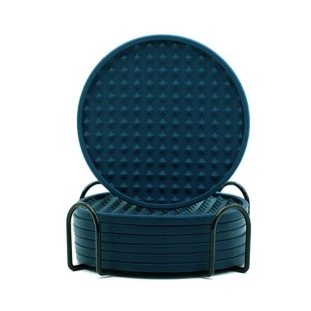 6PCS Anti Scald Silicone Coasters with Holder Protect Furniture Non-Slip Coasters for Drinks  Bar