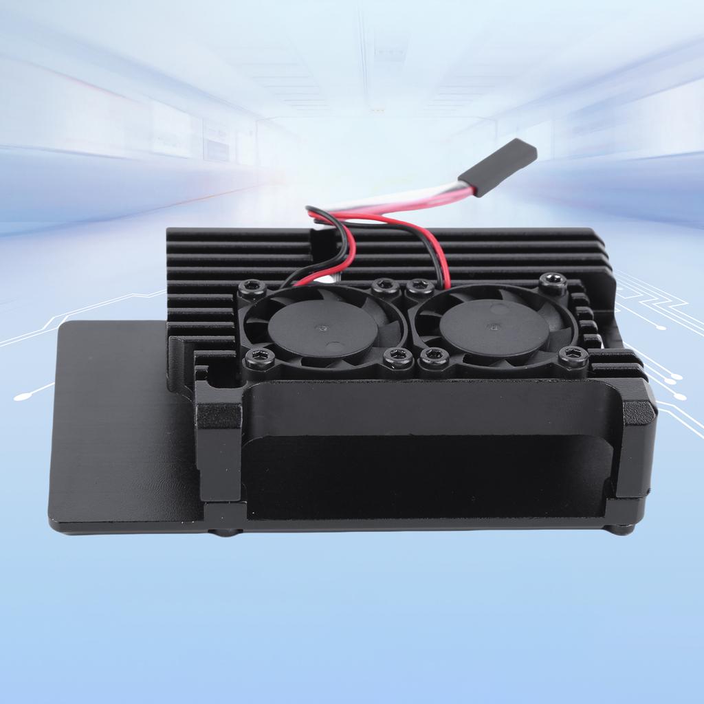 Heavy Duty Passive Cooling Metal Case with Dual Cooling Fan Aluminum Cooling Case with Thermal Tape for Raspberry Pi 4B