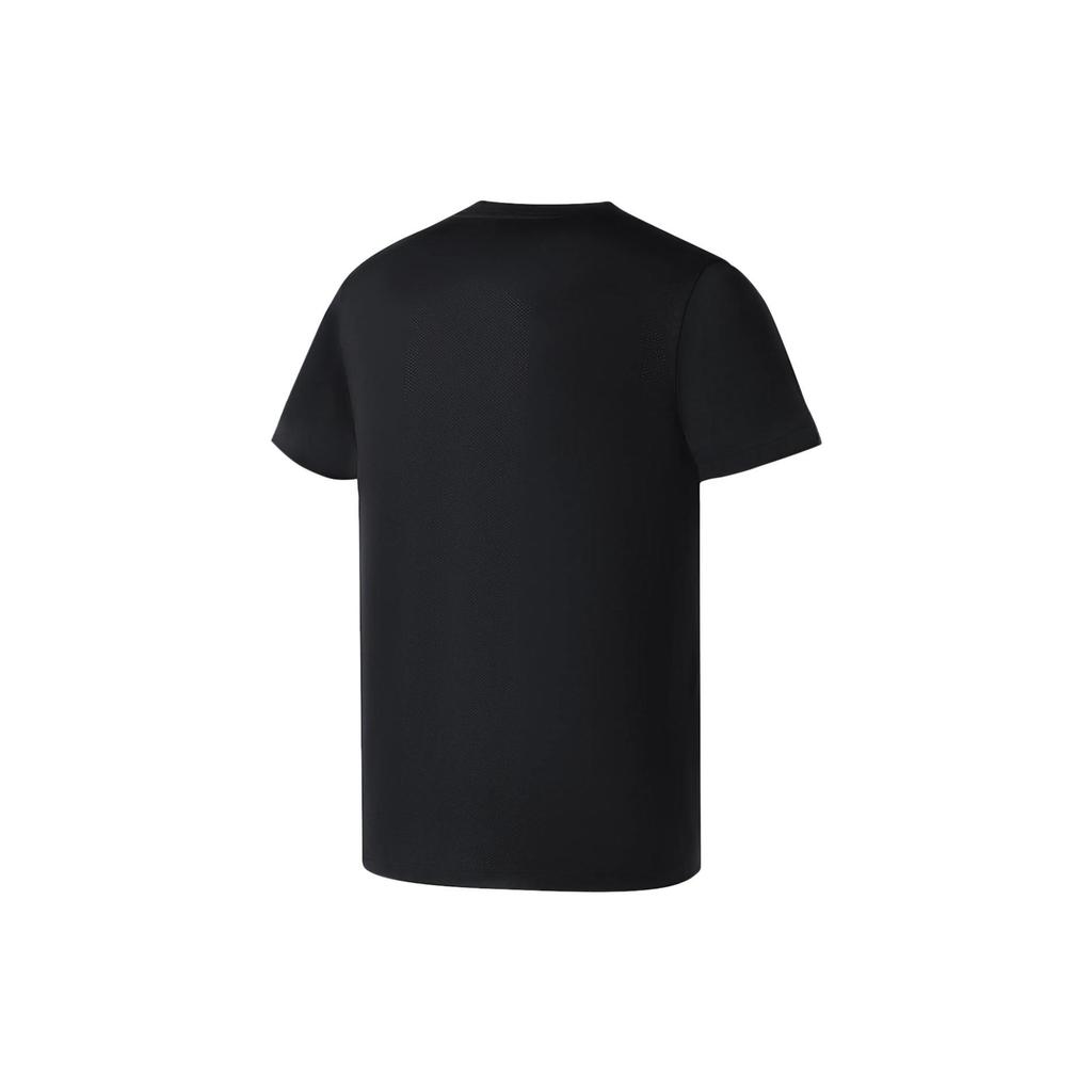 Li Ning Fitness Series Solid Color Logo Round Neck Short Sleeve T-Shirt Men Tops Black ATSS071-1