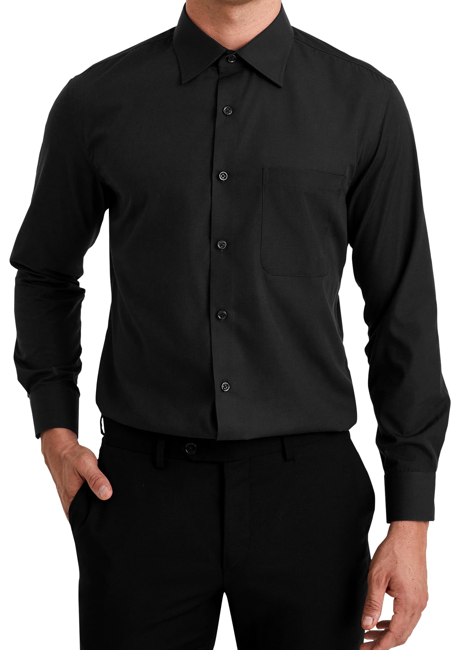 

Enlision Men s Business Dress Shirt - Black, Formal, Long Sleeve, Regular Fit, Shape Memory, Easy Care, ZL0002 XL