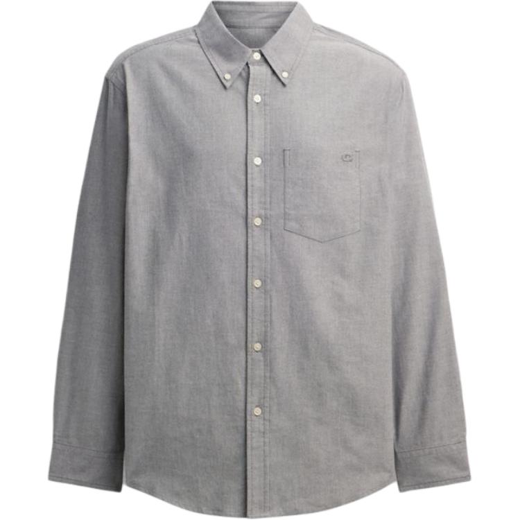 

Coach Мужская повседневная хлопковая рубашка с длинным рукавом, серая CW696-GRY S