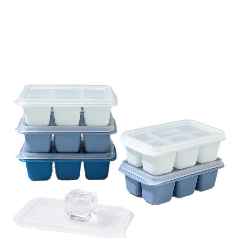 Silicone Ice Ball Molds with Lid, Six-Compartment Soft-Bottom Tray for Home