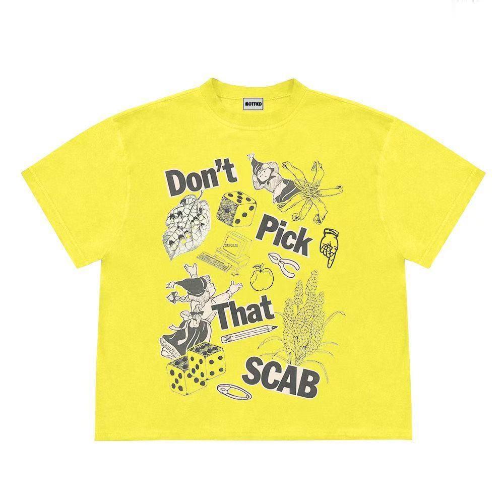 

Вуличний одяг Футболка зі смішним малюнком Бавовняна футболка Топи унісекс Футболки Літня футболка з короткими рукавами M жовтий