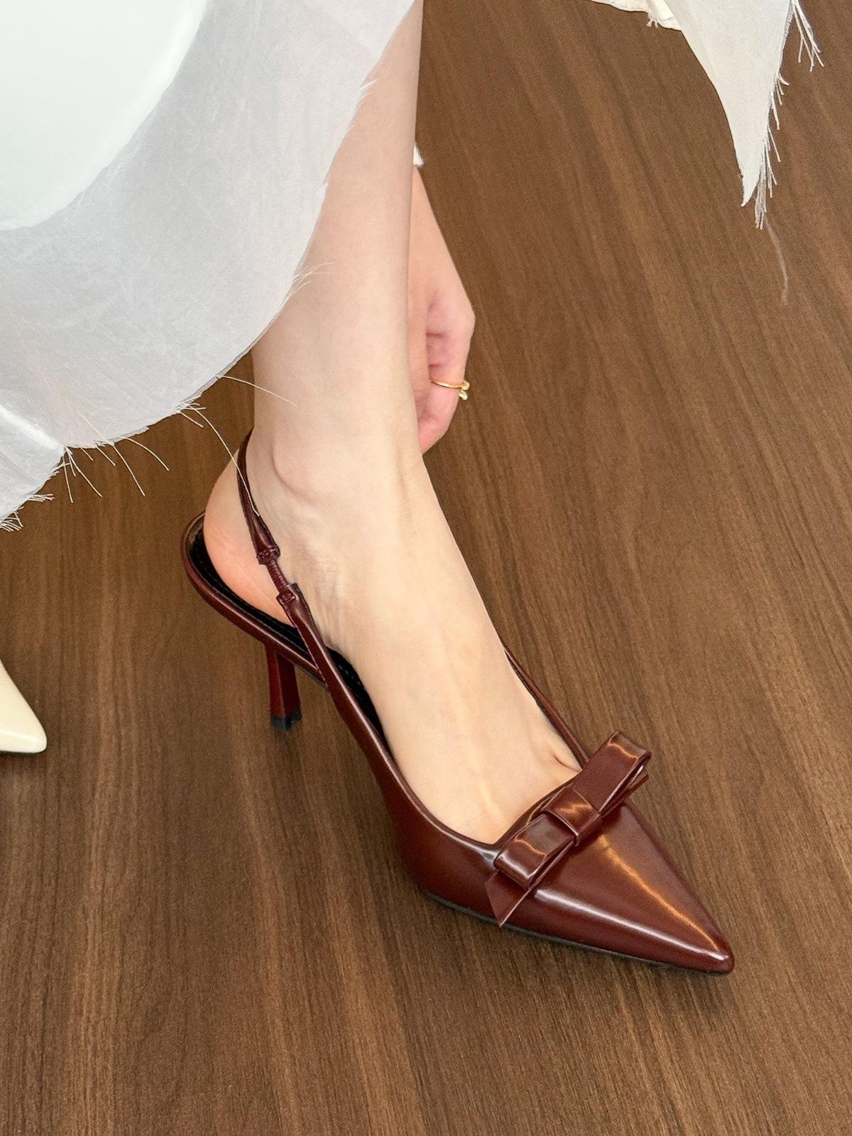 

Красное вино ужин вечеринка • остроконечные банты высокие каблуки босоножки женские весенние сумка голова пустые одиночные туфли женские 35