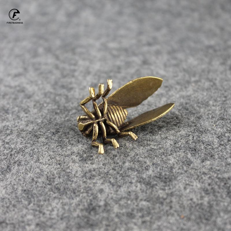 Retro Brass Ccicada Statue Desktop Ornament Metal Cute Small Animal Figurines Miniatures Home Decoration Accessories