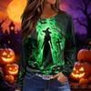 Women's Halloween Printed Long Sleeve Round Neck T-Shirt