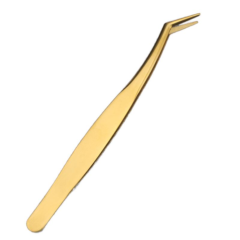 New Design Rose Gold Slanted Tip Eyelash Clip and Eyebrow Comb Tweezers Stainless Steel Beauty Tools