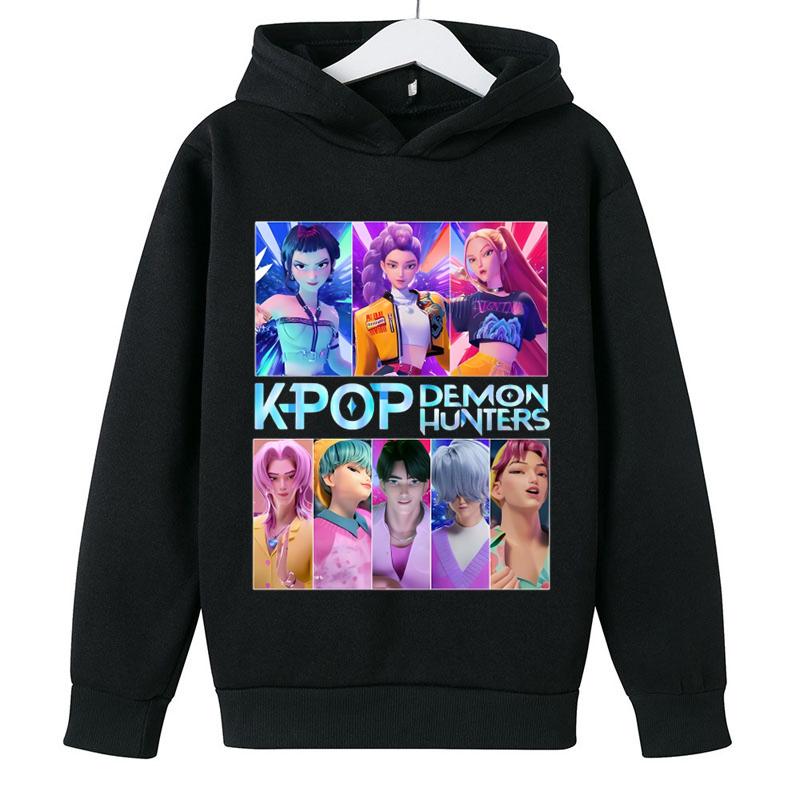 KPop Lovci démonů Huntrix Mikiny Pulovr Dívky Chlapec Kreslená Mikina s kapucí Dívčí Móda Ležérní Topy Dětské Oblečení