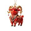 Auspicious Goat Theme Gifts 2D Acrylic Christmas Hanging Ornament, 3.15 Inch Farm Animal Xmas Tree Holiday Car Interior Decor Decoration for Rear View