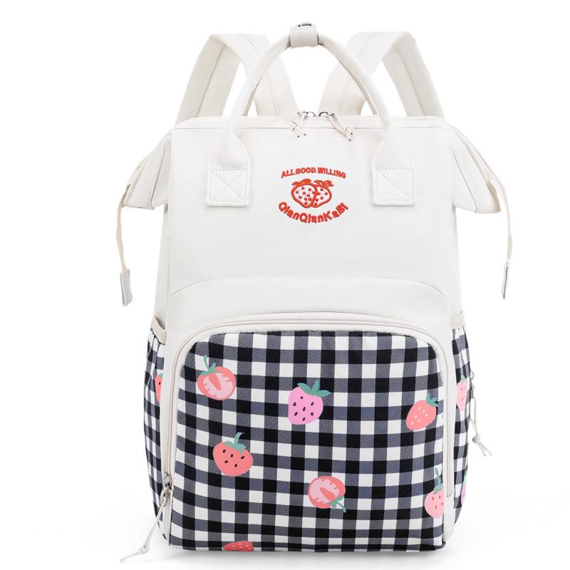 

Модная сумка для мамы с клубничным принтом, большая вместительная сумка для хранения детских вещей, легкий многофункциональный рюкзак чёрный