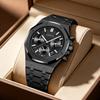 AIMANA Men's Rose Gold Chronograph Watch Black Dial Waterproof Quartz Stainless Steel Strap Sports Wristwatch Gift for Men