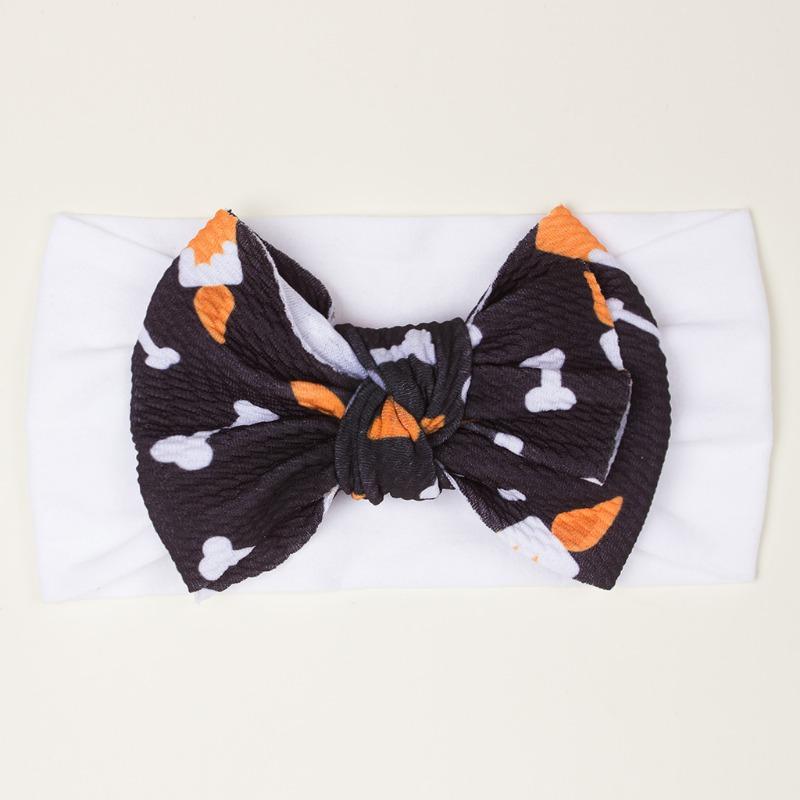 New Halloween Day Children's Headband, Pumpkin Head Printed Bow Baby Hair Accessories, Baby Headscarf