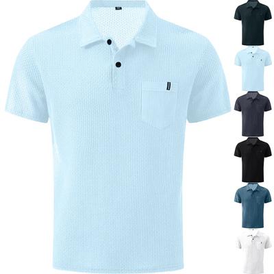 Summer Polo Short-sleeved Silk Cool Business High-end Stretch Short-sleeved Polo Shirt T-shirt for Men
