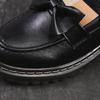 Mode Ledergürtel Dekorative Schleife Dicksohlige Loafer Retro Nostalgisch Rindsleder Flach Damen Studentenstil Japanischer und Koreanischer Stil